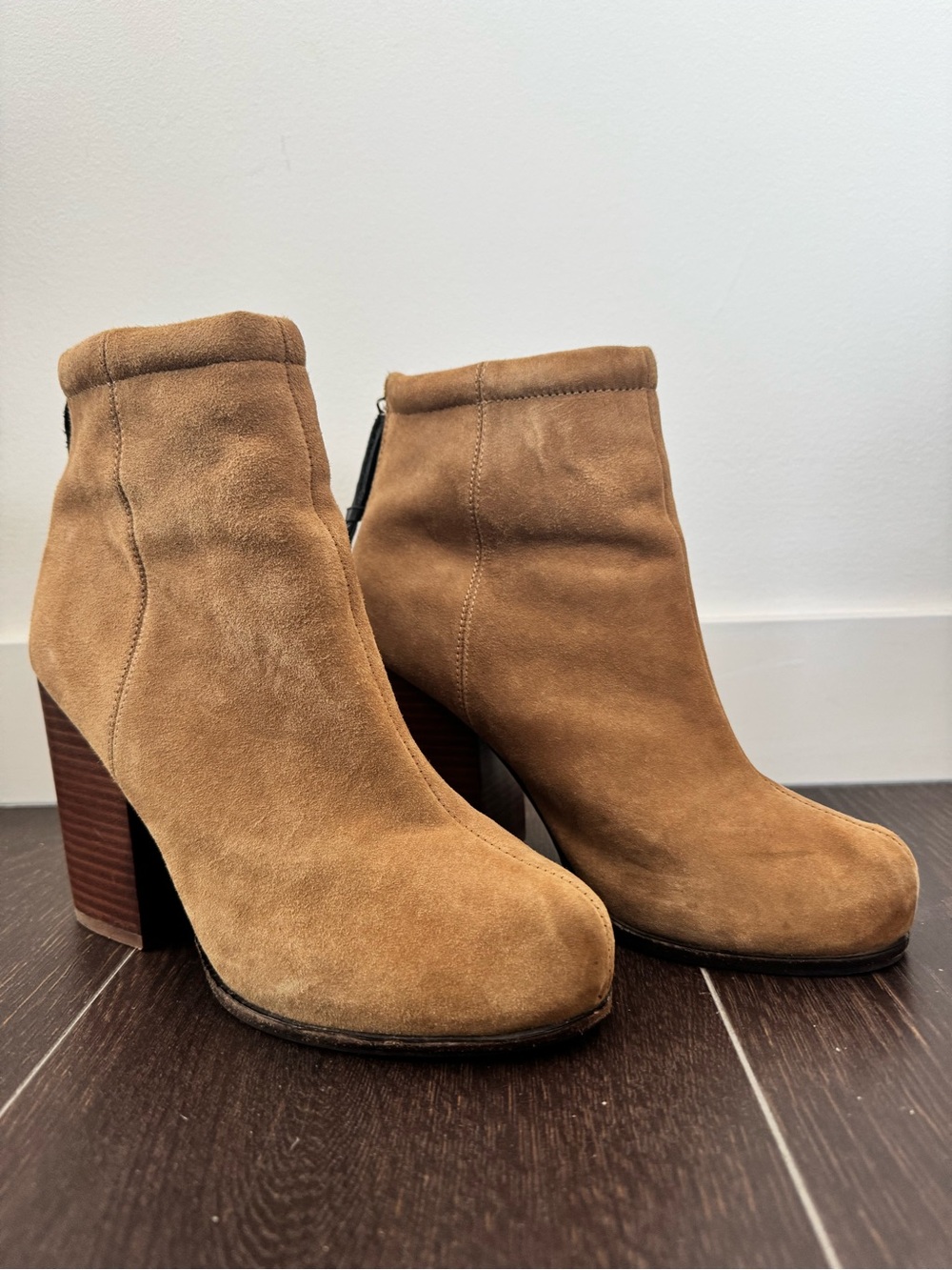 Jeffrey Campbell Tan Suede Ankle Booties with Block Heel